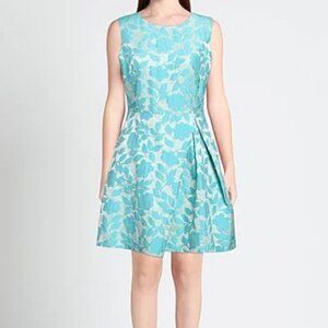 NEW Tahari ASL Dress Floral Embroidered Blue White Cocktail Women’s 2P 2 Petite